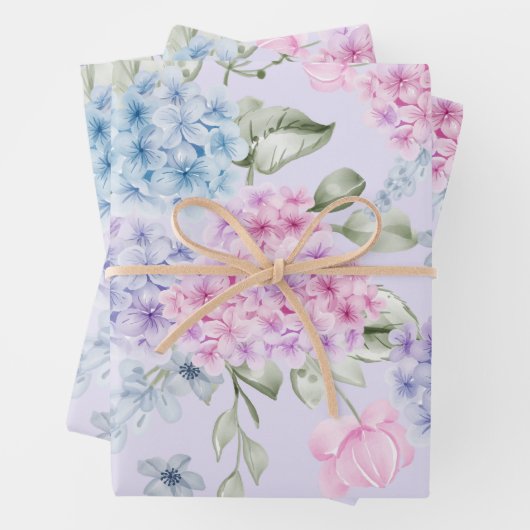 Pastel Waterverf gemengd Kleur Hydrangea Flowers Inpakpapier Vel (In situ)