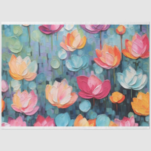 Pastel Waterverf geschilderd Waterlelies Decoupage Tissuepapier