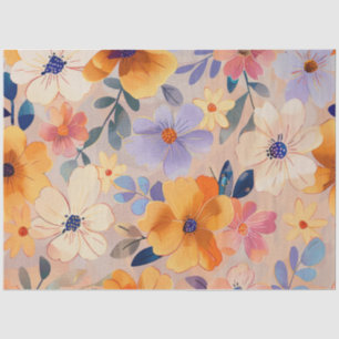 Pastel Waterverf geschilderde bloemen decoupage Tissuepapier