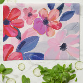 Pastel Waterverf geschilderde bloemen Theedoek (Gevouwen)