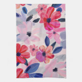 Pastel Waterverf geschilderde bloemen Theedoek (Verticaal)