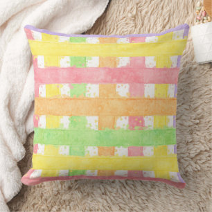 Pastel Waterverf Gestreept Weefpatroon Kussen