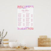 Pastel Waterverf Glitter Price List Poster (Keuken)