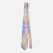 Pastel Waterverf Gold Accent Lines Silk Monogram Stropdas (Voorkant)