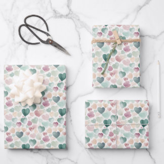 Pastel Waterverf Hartpatroon Inpakpapier Vel