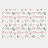 Pastel Waterverf Hartpatroon Inpakpapier Vel (Voorkant)