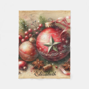  Pastel Waterverf Kerstversiering Fleece Deken