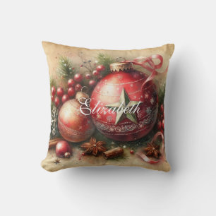Pastel Waterverf Kerstversiering Kussen