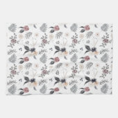 Pastel Waterverf Kleurrijke Rozen Grijze bladeren Theedoek (Horizontaal)