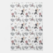 Pastel Waterverf Kleurrijke Rozen Grijze bladeren Theedoek (Verticaal)