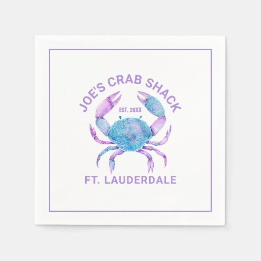 Pastel waterverf krab aangepaste tekst servet (Voorkant)