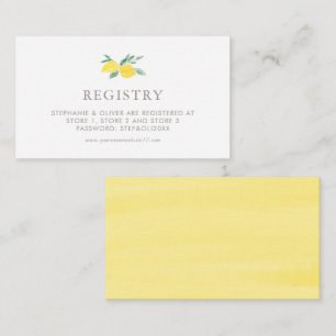 Pastel Waterverf Lemon Summer Wedding Registry Informatiekaartje