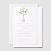 Pastel Waterverf Lemon Tree Summer Weddenschap Vellum Uitnodigingen (Offset)