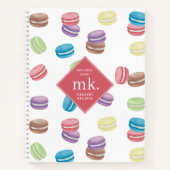 Pastel Waterverf Macarons Monogram Recept Notitieboek (Voorkant)
