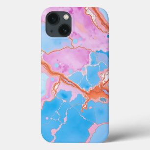 Pastel Waterverf Marmeren Oppervlakte in Soft Blue iPhone 13 Hoesje