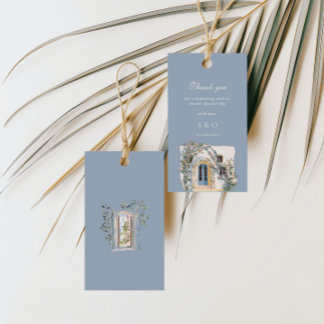 Pastel Waterverf Mediterraanse Italiaanse Trouwdag Cadeaulabel