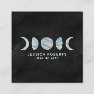 Pastel Waterverf Moon Phases Healing Arts Vierkante Visitekaartje
