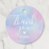 Pastel Waterverf Naam Dank u Verjaardag Paarse Bedankjes Labels (Voorkant)