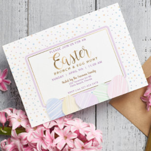 Pastel Waterverf Paasbrunch & Egg Hunt Uitnodigen Notitiekaartje