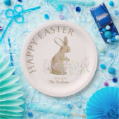 Pastel Waterverf paashaas eierjacht brunch Papieren Bordje (Feest)