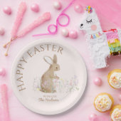 Pastel Waterverf paashaas eierjacht brunch Papieren Bordje (Feest)