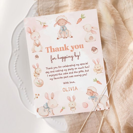 Pastel Waterverf Paashaas Verjaardag Bedankkaart