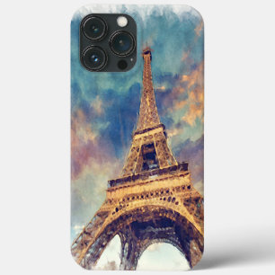 Pastel Waterverf Paris Eiffeltoren Kunstschilder iPhone 13 Pro Max Hoesje