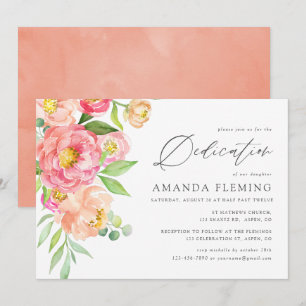 Pastel Waterverf Peonies Baptism of Christening Kaart