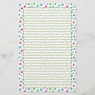 Pastel Waterverf Polka Dots Blauw Groen Lined Briefpapier