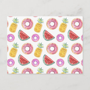 Pastel Waterverf Pool Float Patroon Briefkaart