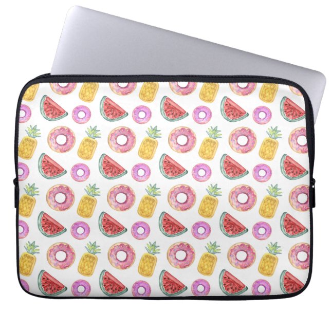 Pastel Waterverf Pool Float Patroon Laptop Sleeve (Voorkant)