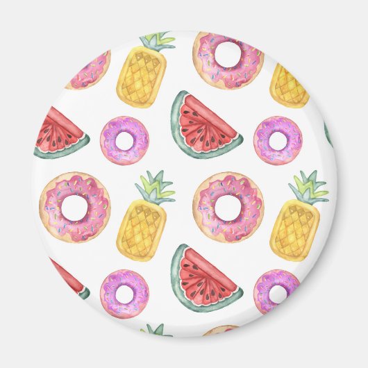 Pastel Waterverf Pool Float Patroon Magneet (Voorkant)
