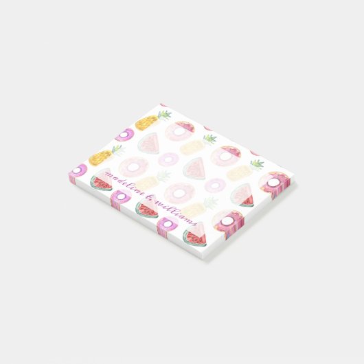 Pastel Waterverf Pool Float Patroon Post-it® Notes (Schuin)