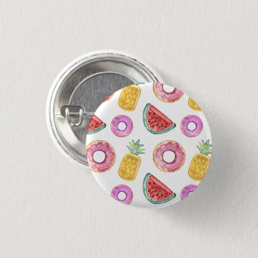 Pastel Waterverf Pool Float Patroon Ronde Button 3,2 Cm (Voorkant /achterkant)