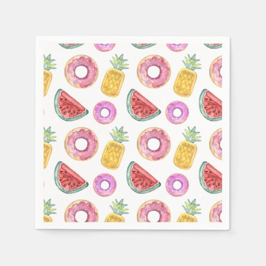 Pastel Waterverf Pool Float Patroon Servet (Voorkant)
