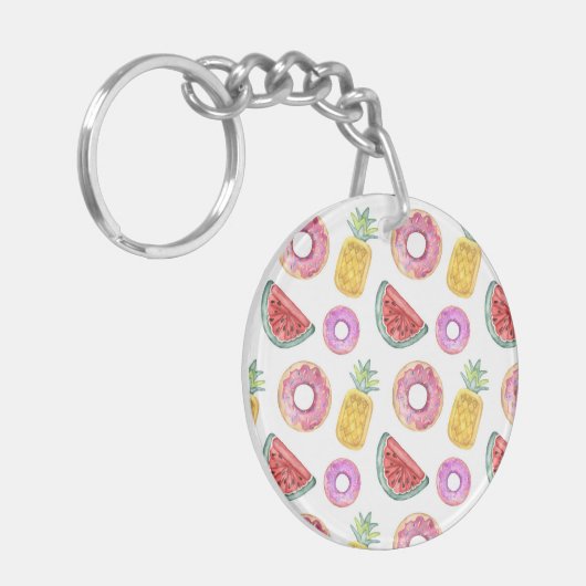 Pastel Waterverf Pool Float Patroon Sleutelhanger (Voorkant Links)
