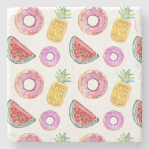 Pastel Waterverf Pool Float Patroon Stenen Onderzetter