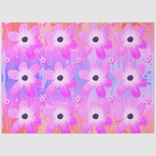 Pastel Waterverf Roze Bloemen Tissuepapier (Voorkant)