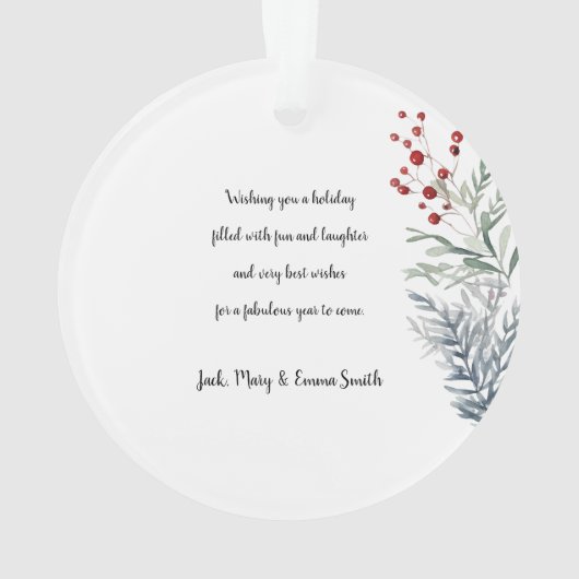 Pastel Waterverf rustieke winter botanische foto Ornament (achterkant)