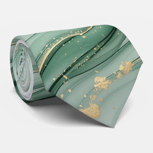 Pastel waterverf saliegroen goud stropdas (Opgerold)
