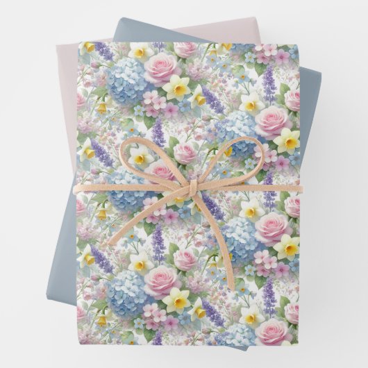 Pastel Waterverf Spring Blossoms Wrapping Paper (In situ)