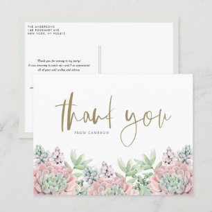 Pastel Waterverf Succulenten Verjaardag Bedankt Briefkaart