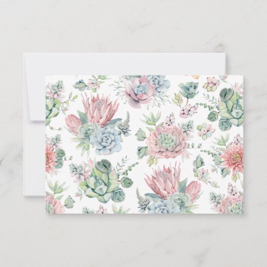 Pastel Waterverf Succulents Weddenschap RSVP Repla Kaart (Achterkant)