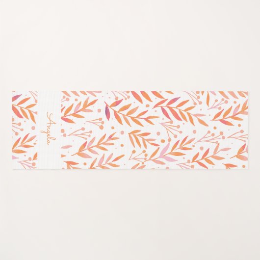 Pastel waterverf vertakt oranje personaliseerbaar yogamat (Voorkant (horizontaal))