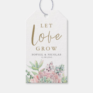 Pastel Waterverf vetplanten laten liefde groeien b Cadeaulabel