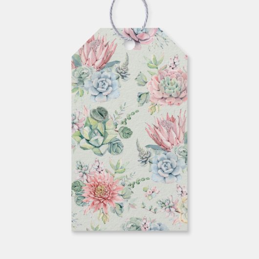 Pastel Waterverf vetplanten laten liefde groeien b Cadeaulabel (Achterkant)