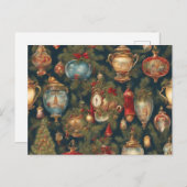 Pastel Waterverf Victoriaans kerstversieringen Feestdagenkaart (Voorkant / Achterkant)