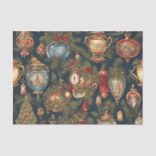 Pastel Waterverf Victoriaans kerstversieringen Tissuepapier (Voorkant)