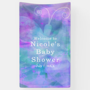 Pastel Waterverf vlinder gepersonaliseerde partij Spandoek