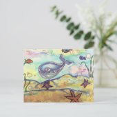 Pastel Waterverf Whale Briefkaart (Staand voorkant)